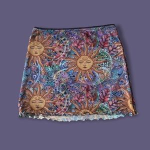 CELESTIAL PRINT MICROMESH MINI SKIRT
